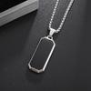 Stainless Steel Fashion Geometric Black Enamel Rectangular Pendant Necklace Men\'s and Women\'s Casual Trendy Jewelry