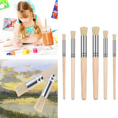 Bristle Hair Wooden Handle Stencil Paint Brushes DIY Crafts Wooden Bristle Pen  Students Stationery