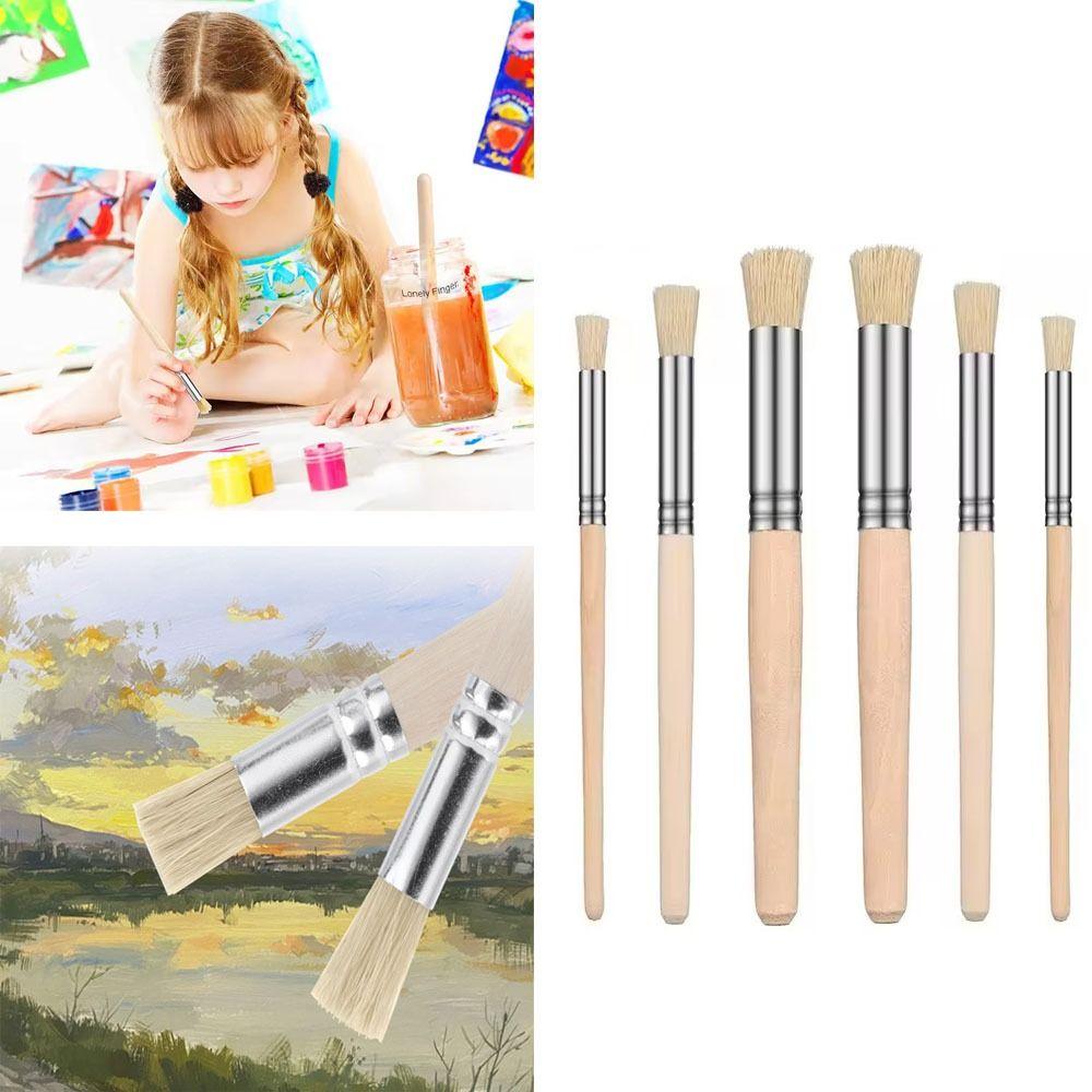 Bristle Hair Wooden Handle Watercolor Oil and Acrylic Painting Pen Painting Brush  Child Toy