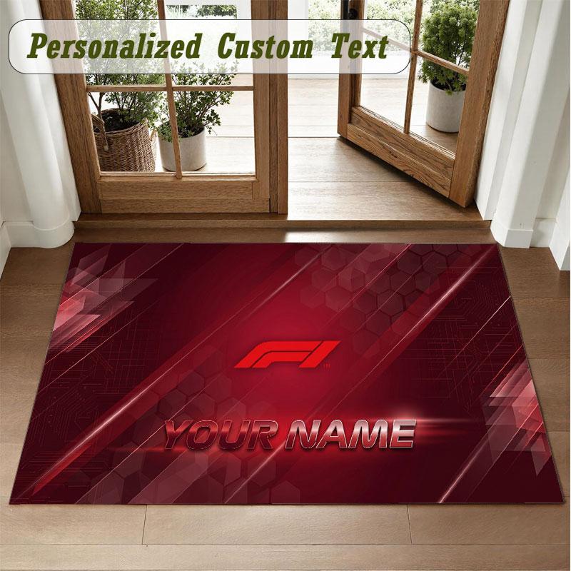 Crystal Velvet Square Rug Custom NameF1 Pattern Non Slip Home Floor Decor Rug