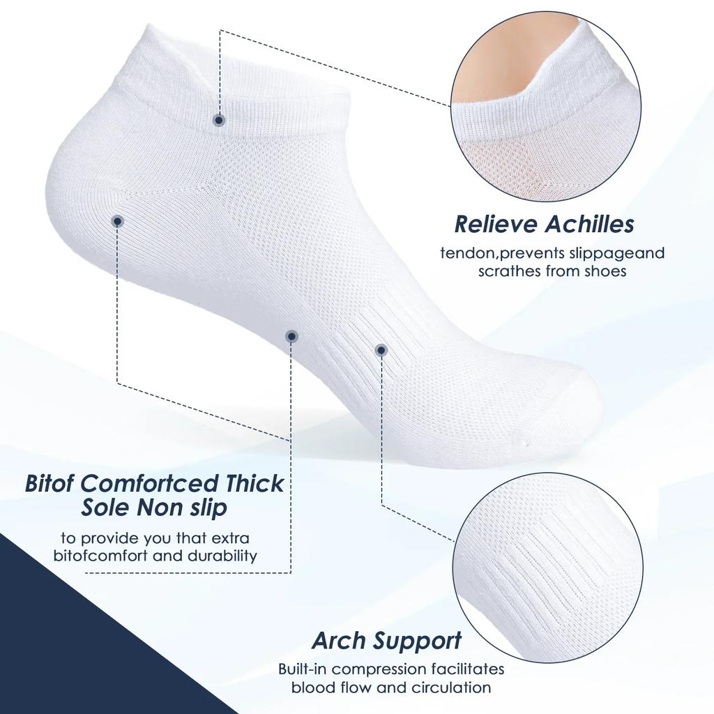 6 Pairs Ankle Socks Womens and Mens Couple Student Cotton Ear New Plus Size Mesh Athletic Sports Running Solid Color Boat Socks