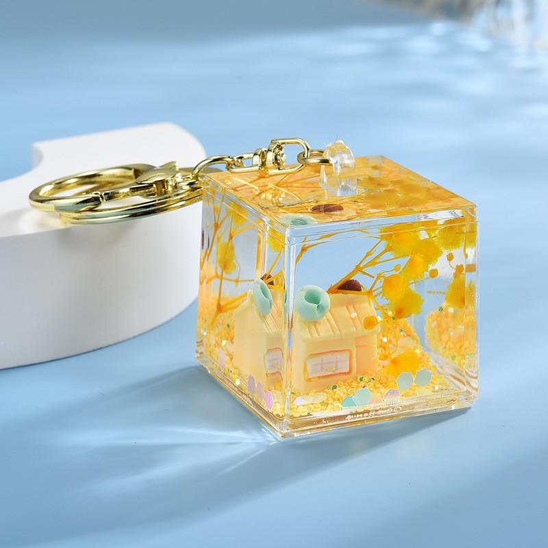 Acrylic Sand Flow Keychain For Couples And Teens With Gold Clasp Perfect For Gifts And Party Decor