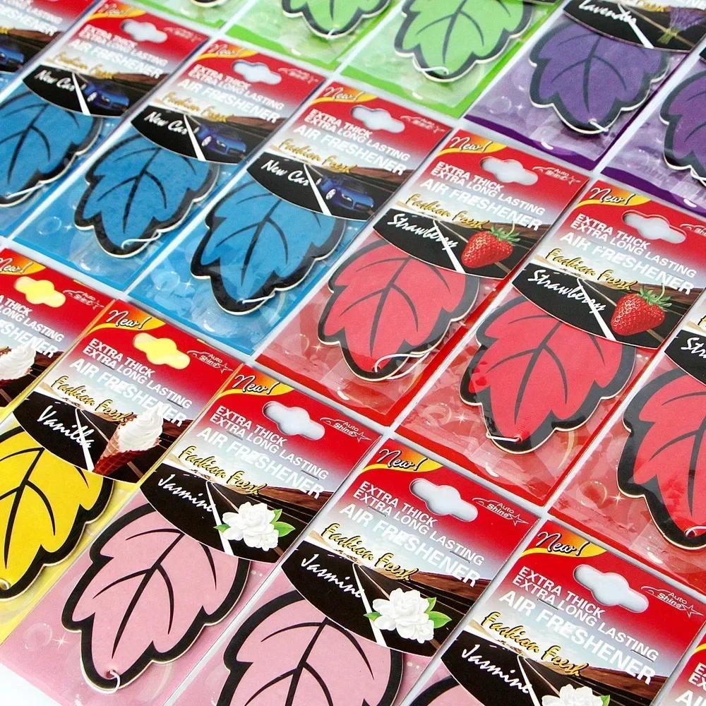 1/6PCS Car Air Freshener Natural Scented Tea Paper Auto Hanging Vanilla Perfume Fragrance Leaf Shape Car Accessories Interior