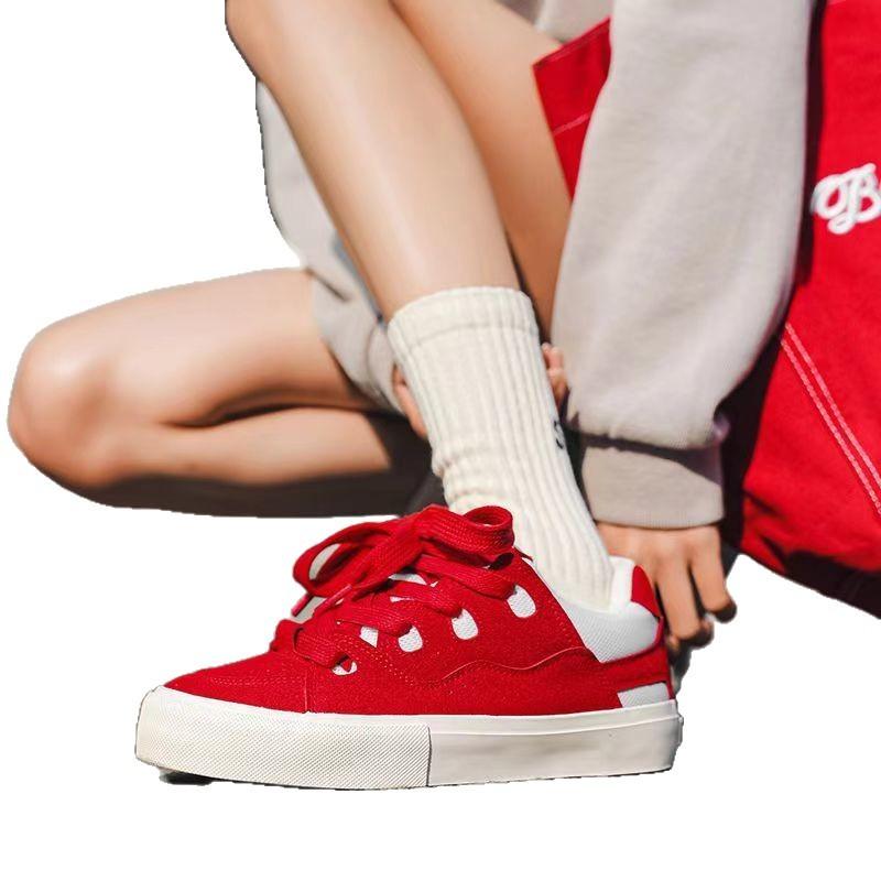 Hong Kong Style Niche Color Matching Retro Splicing Canvas Shoes Women's 2025 Autumn New Guochao Skateboard Shoes Casual Student Shoes