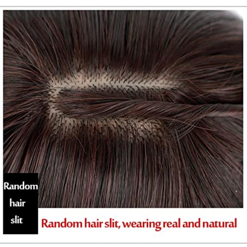 Body Wavy/Curly Hair Topper With Air Bangs For Women,Synthetic Hairpiece Clip in Hair Extension Add Volume Wig for Covering White Hair Hair Loss