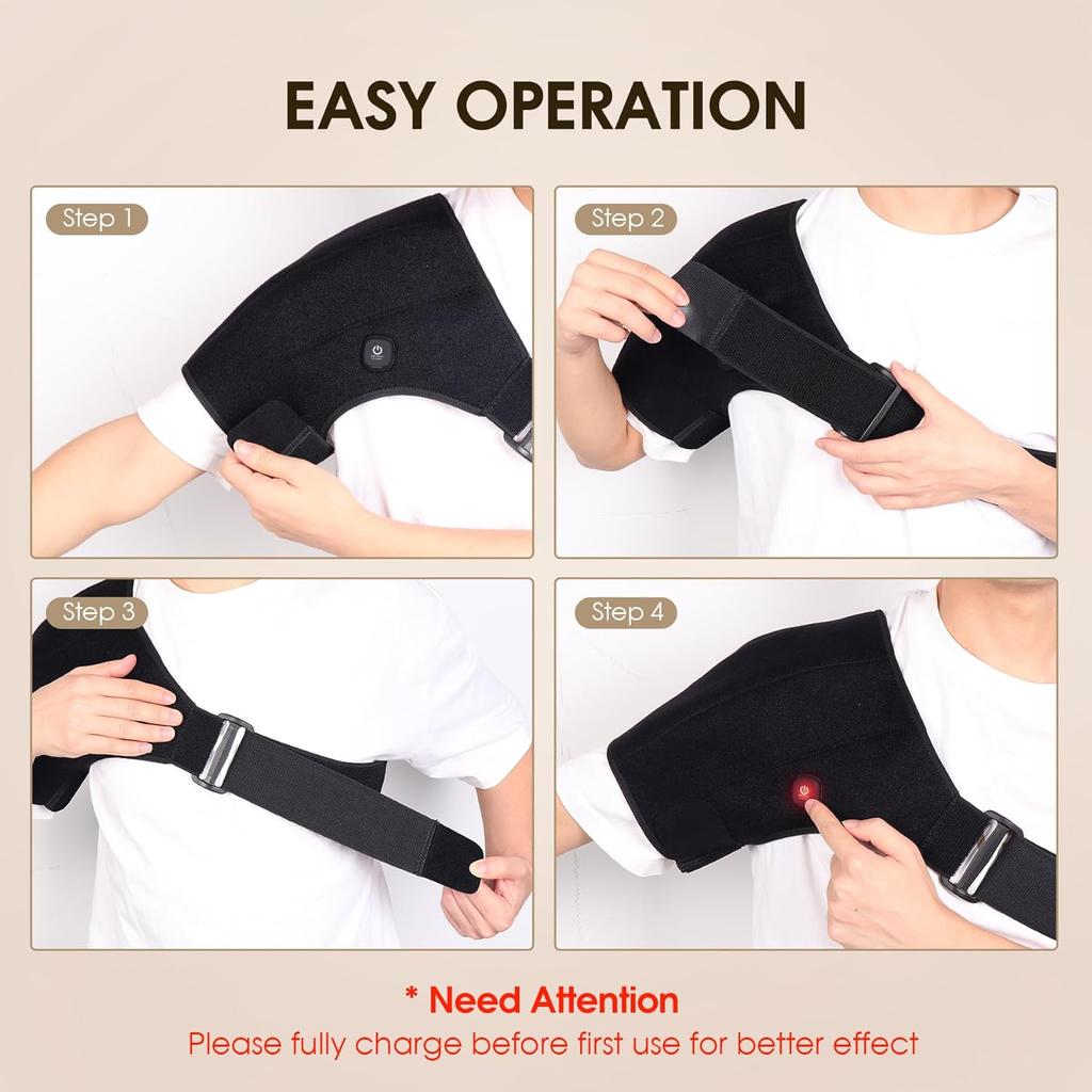 Cordless Heated Shoulder Wrap Shoulder Massager for Men Women Heating Shoulder Brace Heating Pad 2 Heating Settings Warmer