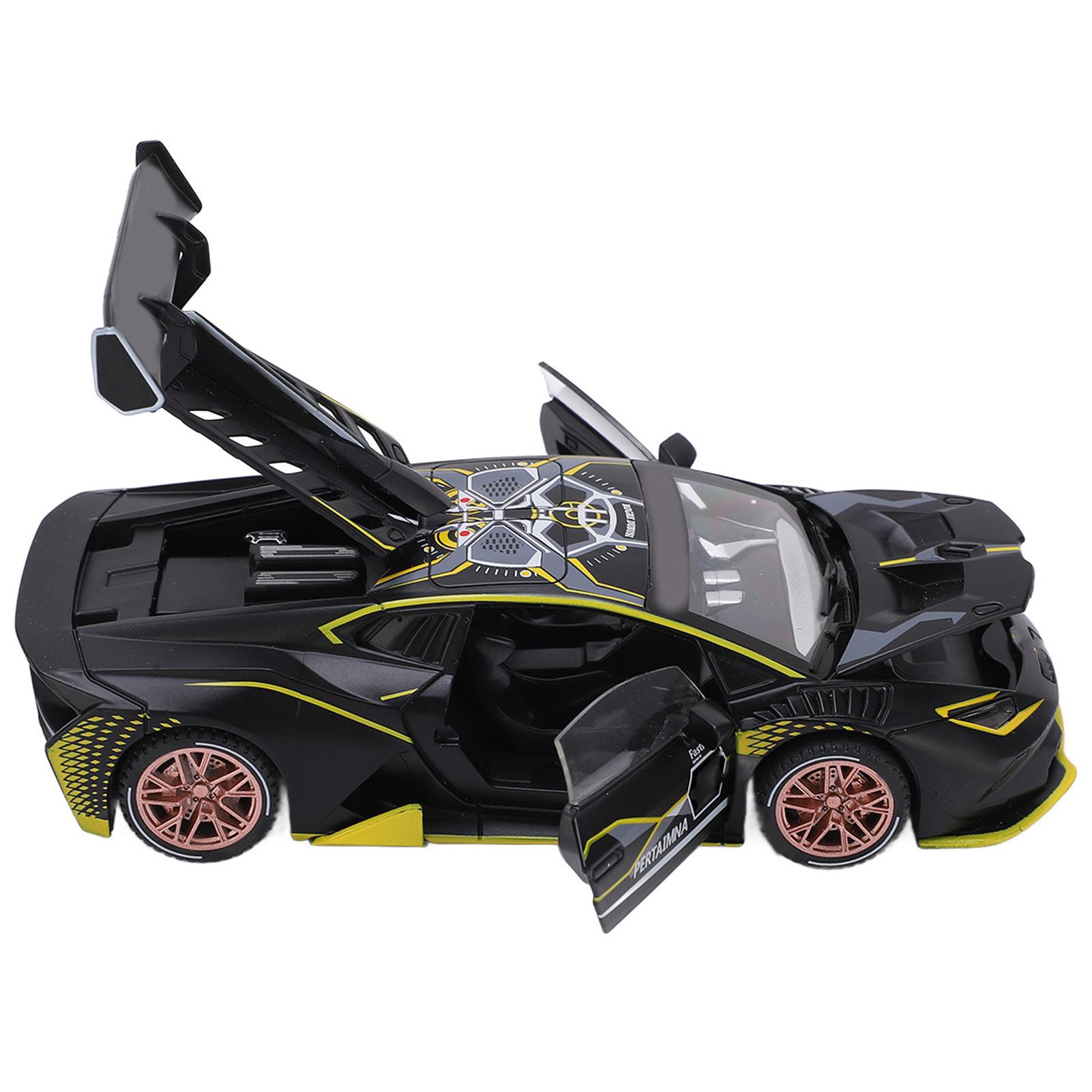 1Celsius32 Alloy Diecast Model Sports Car Simulation Sound Light Pull Back Supercar for Children