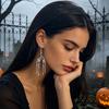 Šperky s kostrou na pohyblivém kloubu, 1 pár gotických náušnic pro ženy, Strašidelná kloubová lebka, Niche personalizované visací šperky, Punk Halloween