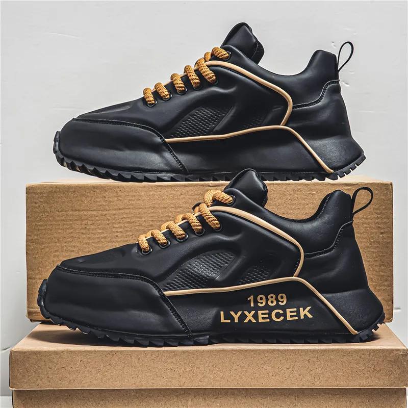 Black Versatile Sports Shoes, Men's Trendy Niche, Handsome Running Shoes, Student Personalized Design Casual Shoes