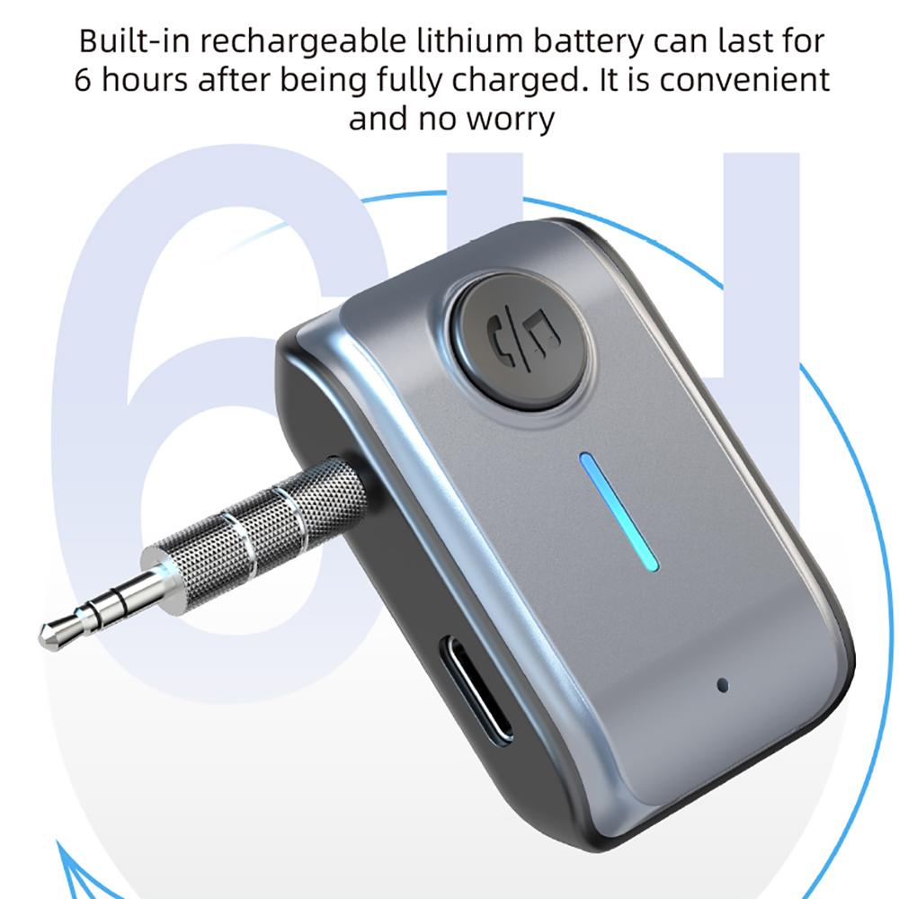 Récepteur Bluetooth 5.3 Adaptateur sans fil 3,5 mm AUX pour haut-parleur de voiture Casque Audio Récepteur de musique Adaptateur Bluetooth 5.3 mains libres