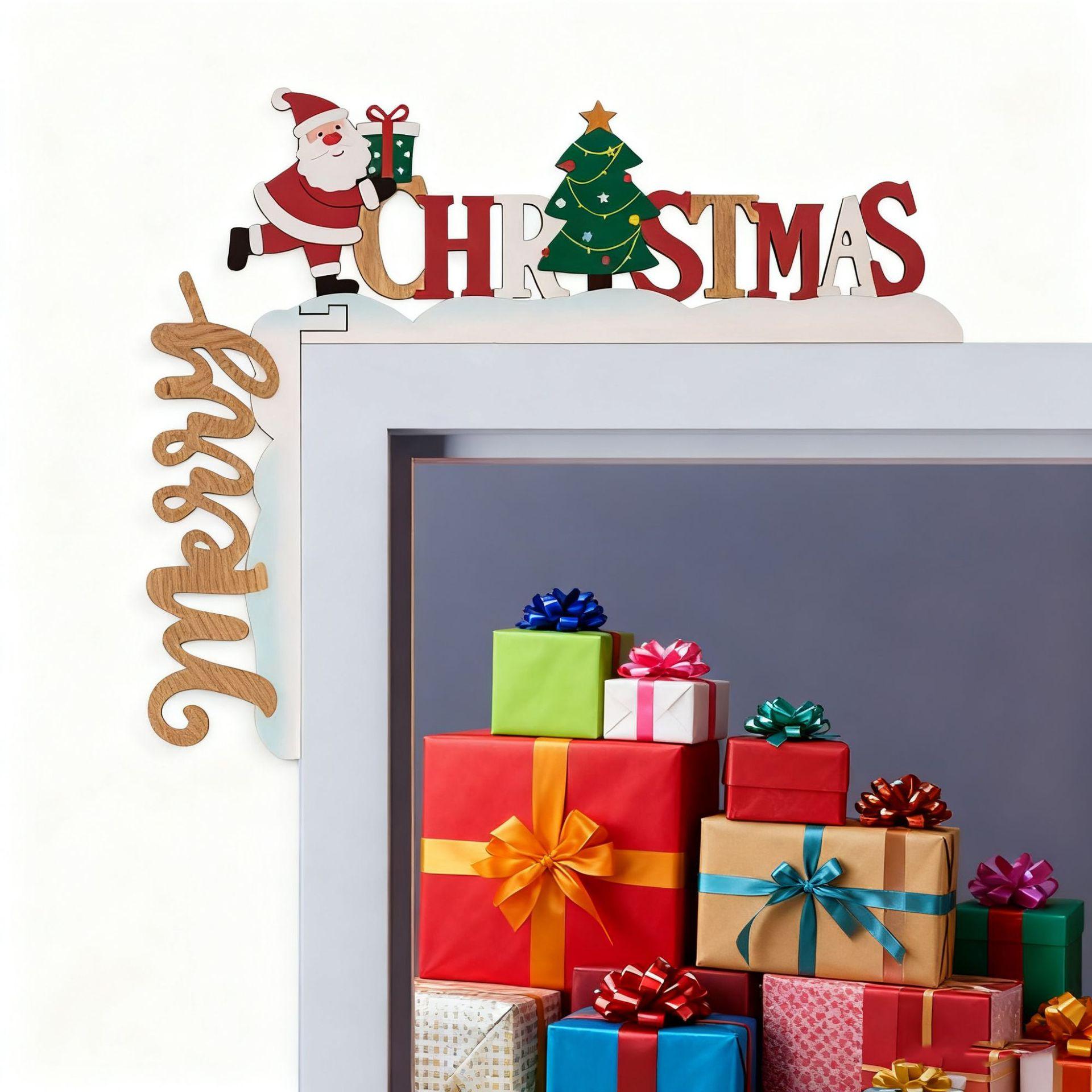 

Рождественские украшения для дверного проема, деревянные поделки для углов двери, подвесные украшения и креативные изделия