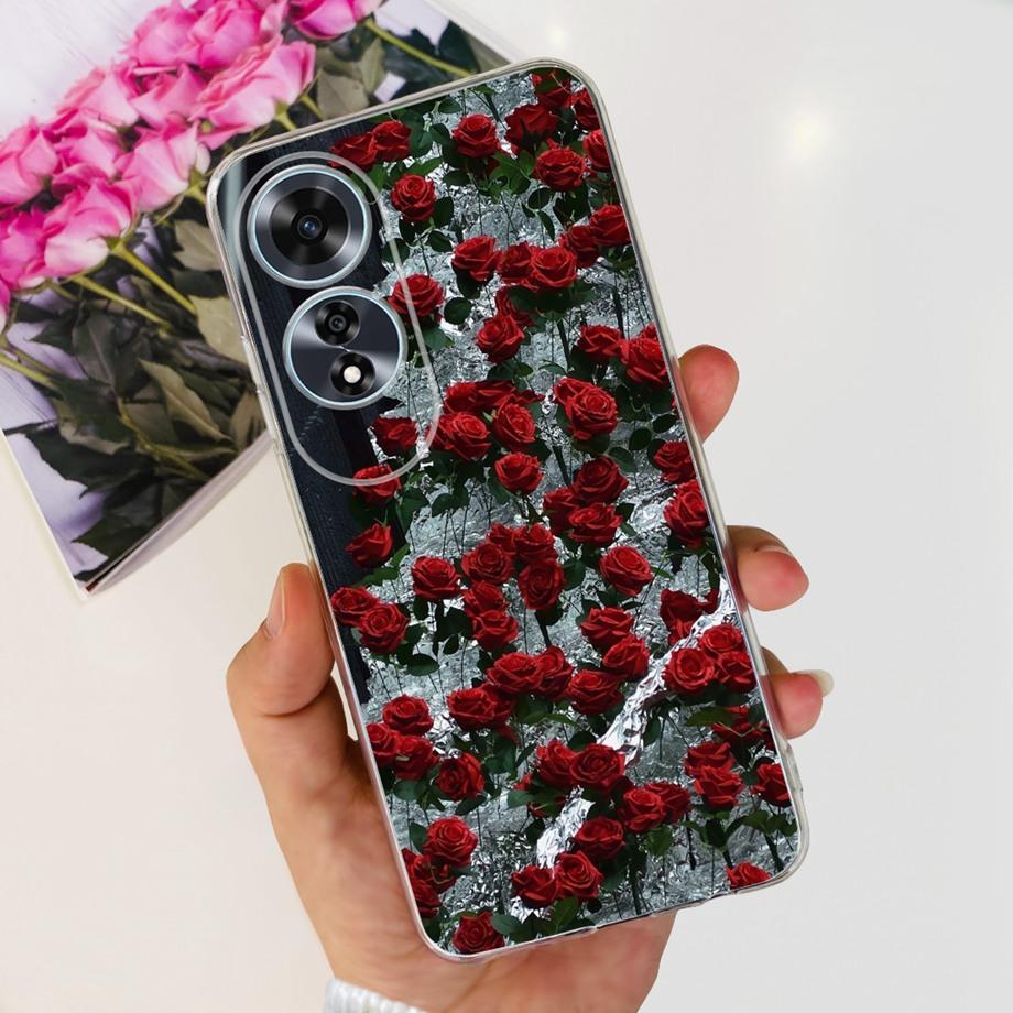For OPPO A60 Case CPH2631 Phone Coque Transparent Slim Soft Silicone Back Cover oppoA60 A 60 Funda Flower Butterfly Love Heart