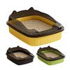 Open Top Cat Litter Box with High Side Anti-Splashing Kitten Litter Pan Semi-Enclosed Cat Toilet with Litter Sifting Scoop