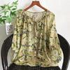 Summer Women's Blouse, Small Shirt, Soft Holiday Style, Flower Print, Loose Three-quarter Sleeve Shirt, Women's Thin Section