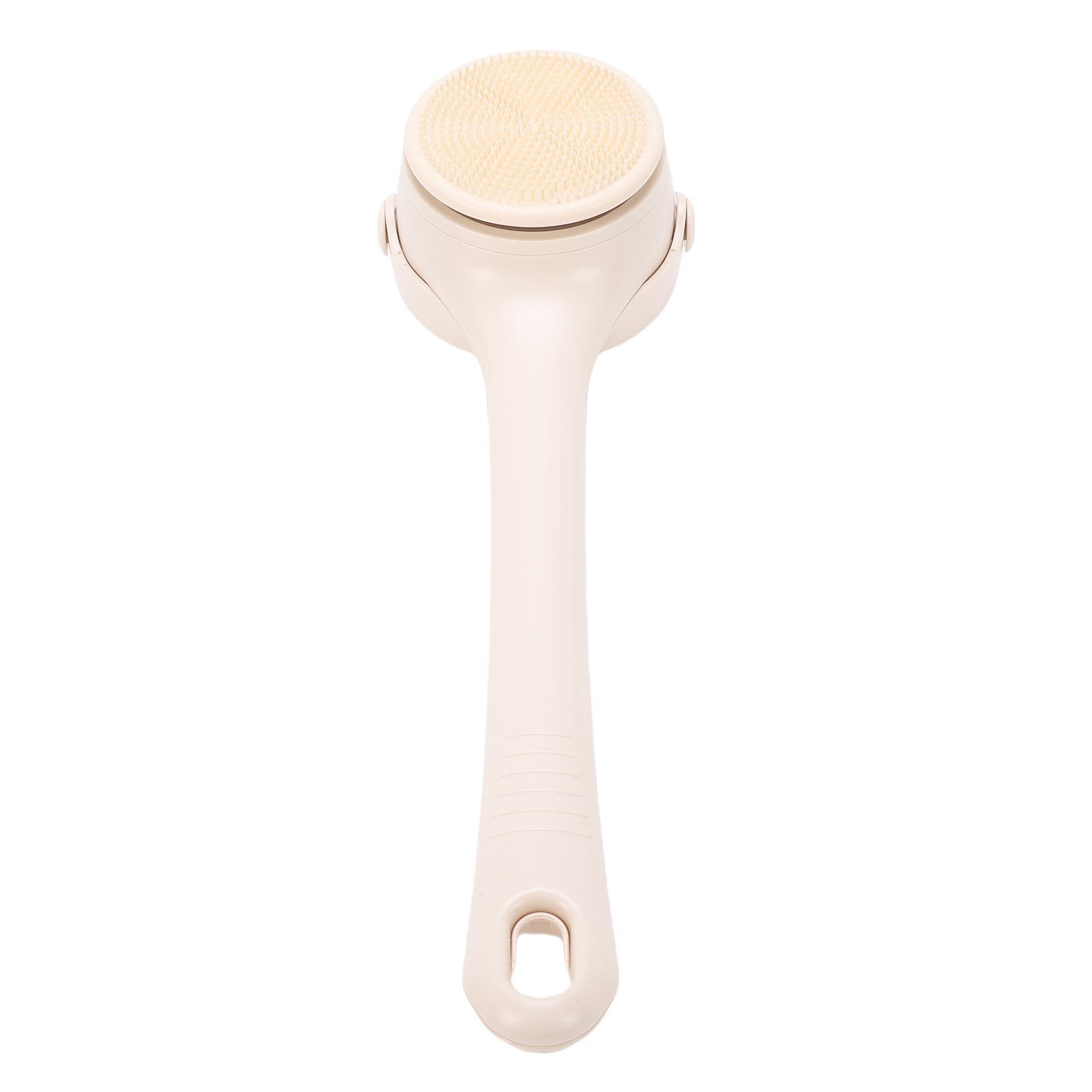 4 in 1 Electric Body Brush 2 Speeds Rechargeable Automatic Dual Handle Back Scrubber for Exfoliating Shower Beige