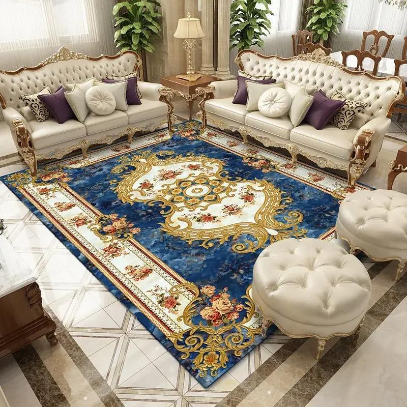 European Retro Large Rugs for Living Room Home Decoration Luxury Bedroom Carpet Washable Sofa Table Mat High-end Cloakroom Rug