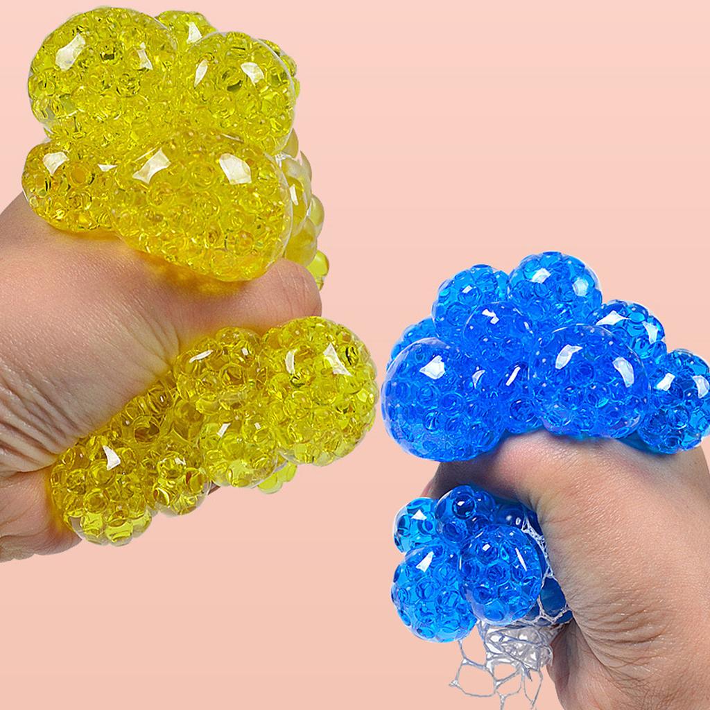 1 Stück weicher Trauben-Netz-Stressball, Dekompressionsball, Stressabbau, sensorischer weicher Ball, Handübungs-Elastikball (Zufällige Farbe)