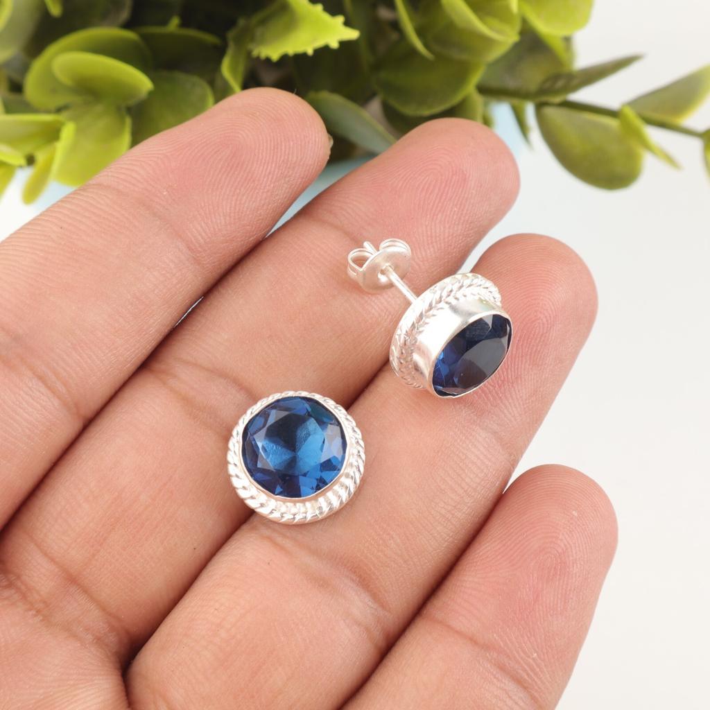 London Blue Topaz Edelstein 925 Sterlingsilber Schmuck Handgefertigte Ohrringe 0,53" EE-147-10