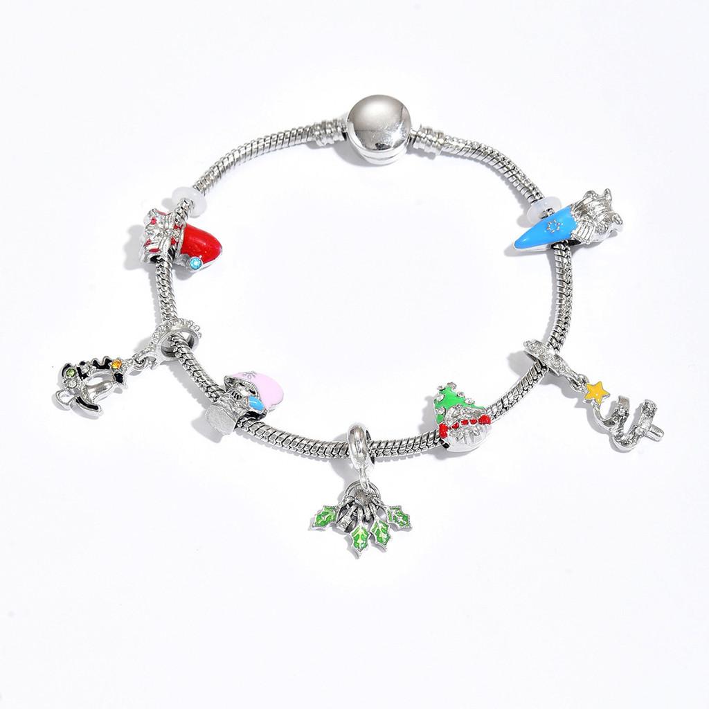 Christmas Jewelry Bracelet With Snowflake And Santa Elements For Women And Men