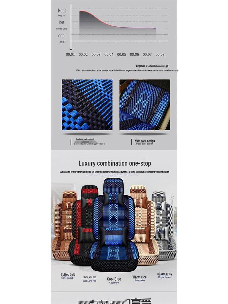 Universal Breathable Car Seat Cushion Set for All Seasons - Full Surround for Five-Seaters