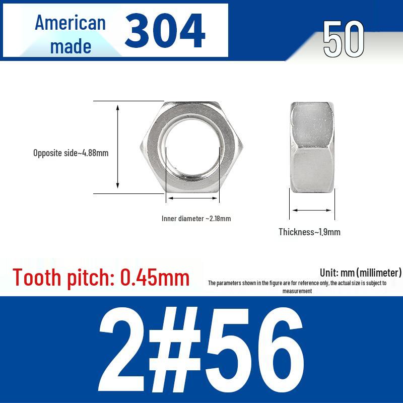 304 Edelstahl Grob- & Feingewinde Sechskantmutter für Zollschrauben (#4 bis 3/4)