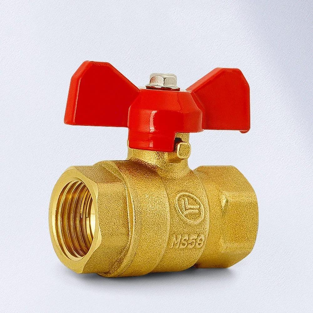 1/4" 3/8" 1/2" 3/4" BSPP Male To Female Brass Shut Off Ball Valve Fuel Gas with Red Blue Butterfly Handle Water Heater Switch