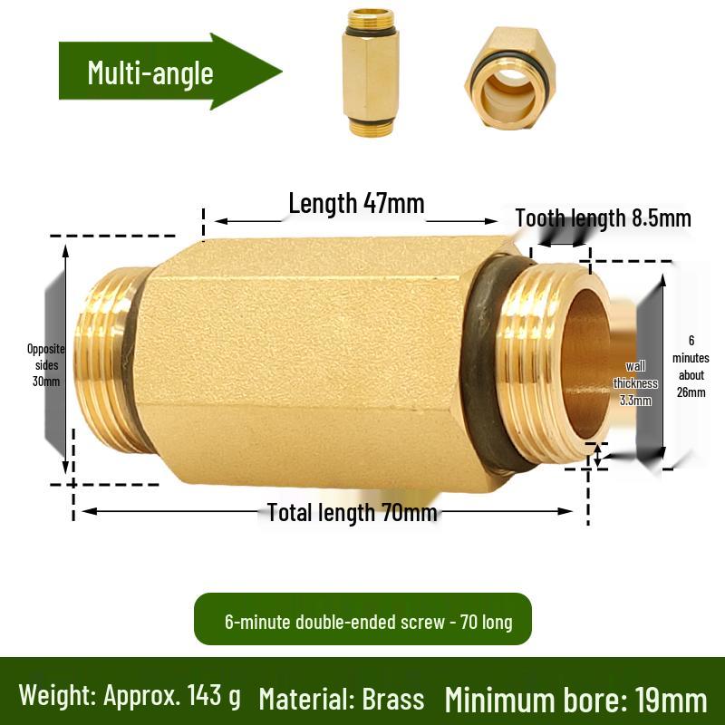 Copper Union with Inner/Outer Threads, Double Inner Thread Water Heater Connector Tee/Elbow Nipple, 46mm & 1" Thread, Different Diameters.