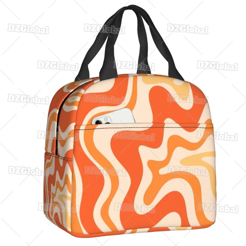 Liquid Swirl Abstract Pattern In Sage Green Insulated Lunch Bag Geometric Art Cooler Thermal Bento Box For Women Kids Food Bags