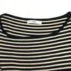 Made In Japan Rene Frill Mini Dress S 36 Short Sleeve Black×Beige Striped Stretch(USED)