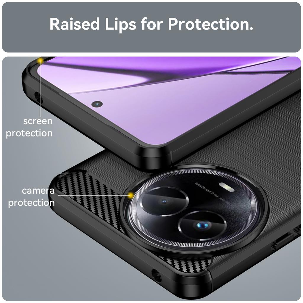 For Realme V50s 5G Case Shockproof Carbon Fiber Texture TPU Cell Phone Cover