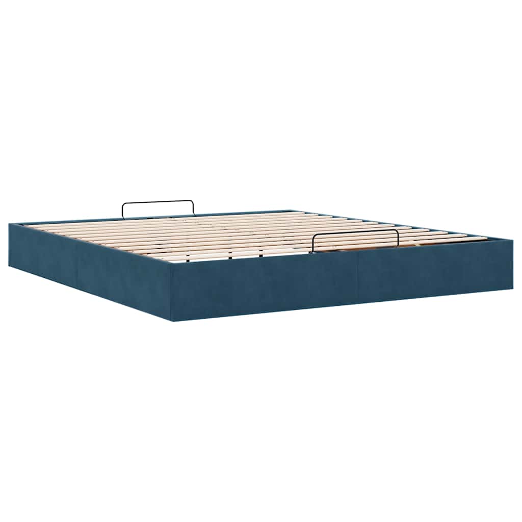 Ottoman Bed without Mattress Dark Blue 160 x 200 cm Velvet