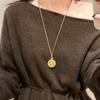 Wei Xue's same rotating eight treasures compass transfer woven rope long necklace women's new sweater chain yellow and gold accessories