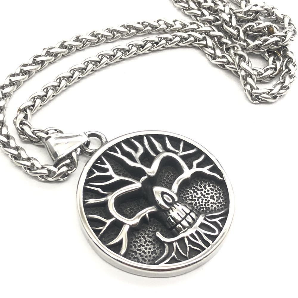 Nordic Viking Pendant Skull Tree of Life Element Stainless Steel Men's Pendant