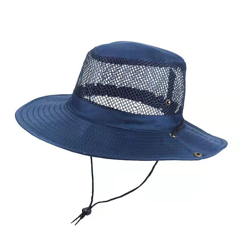 Wide Brim Mesh and Fabric Panama Style Bucket Hat for Outdoor Activities