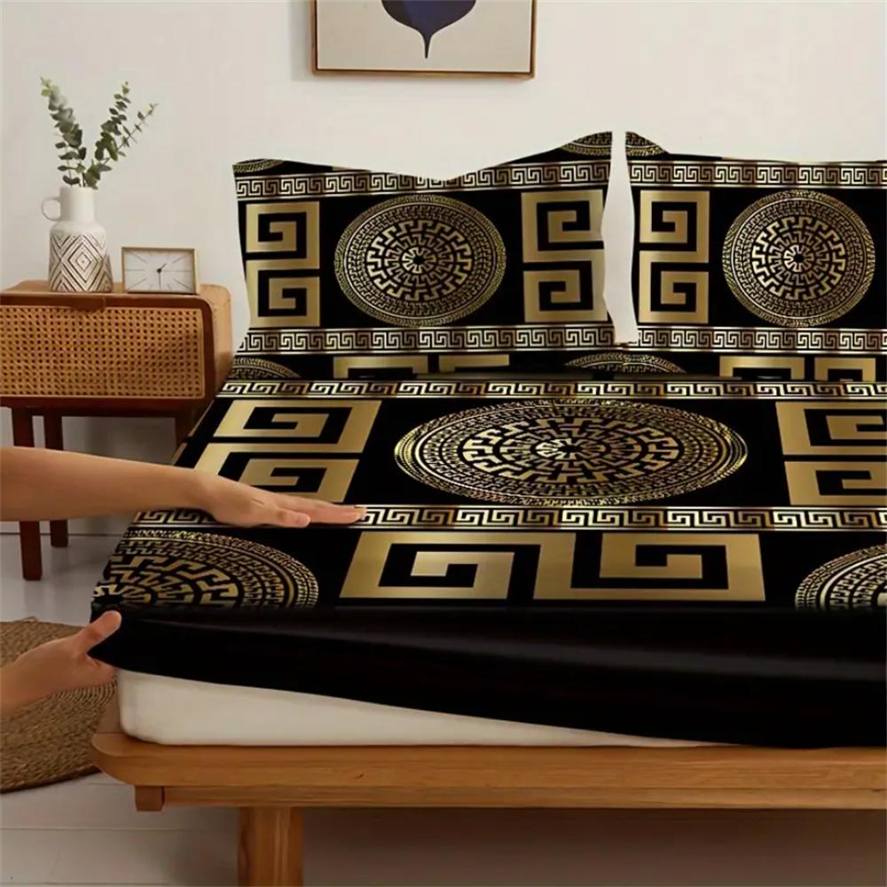 Luxurious European Style 3Pc Sheet & Pillowcase Set - 100% Polyester Breathable Fabric, All-Season, Machine Washable, Digital