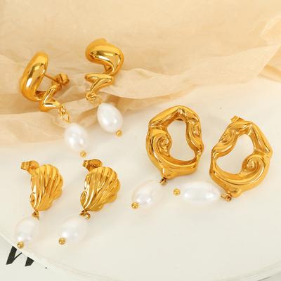 Hot Sale Spiral Freshwater Pearl Earrings Simple Ocean Style Versatile Bow Earrings Stud Earrings Commuter