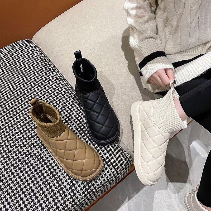 Snow boots women's winter  new velvet large cotton shoes women's velvet boots waterproof and rain-proof cotton boots factory