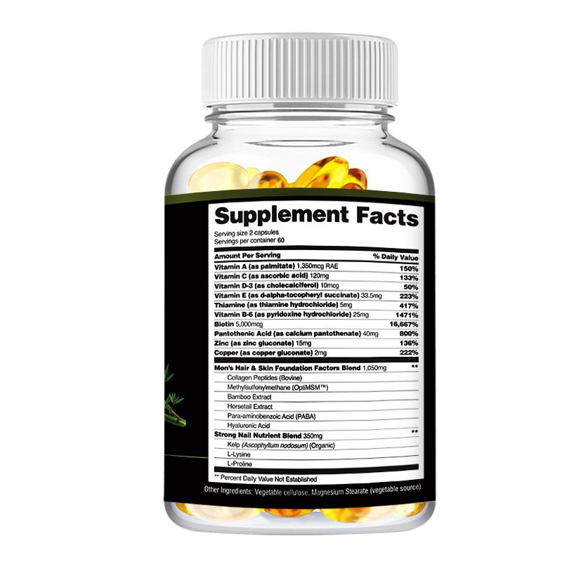 Biotin Supplement, Containing Kelp Blend, Supports Hair Health, Suitable for Adults.