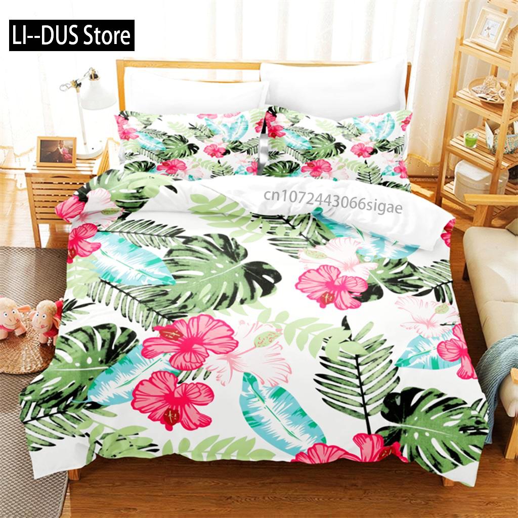 Tropical Green Plant Bedding Set Duvet Cover Set 3d Bedding Digital Printing Queen Size Bedding Set Fashion Design