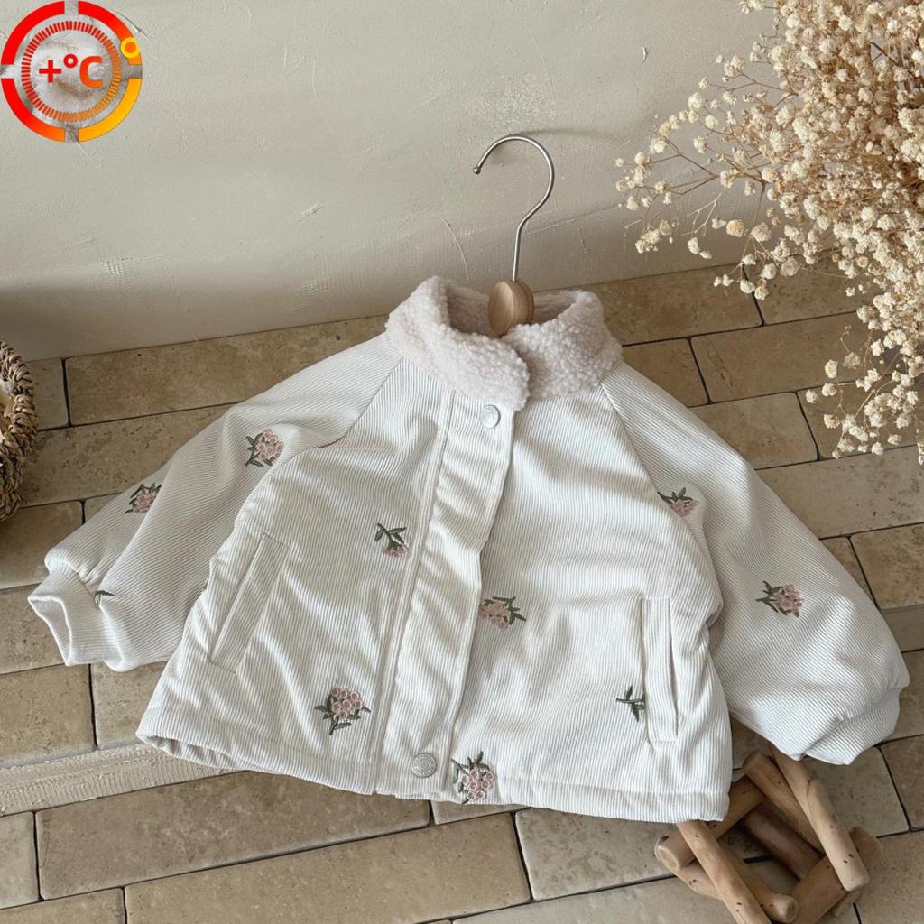 Fashionable Girls' Winter Cotton Jacket with Fleece Lining - Warm, Padded Outerwear for Children