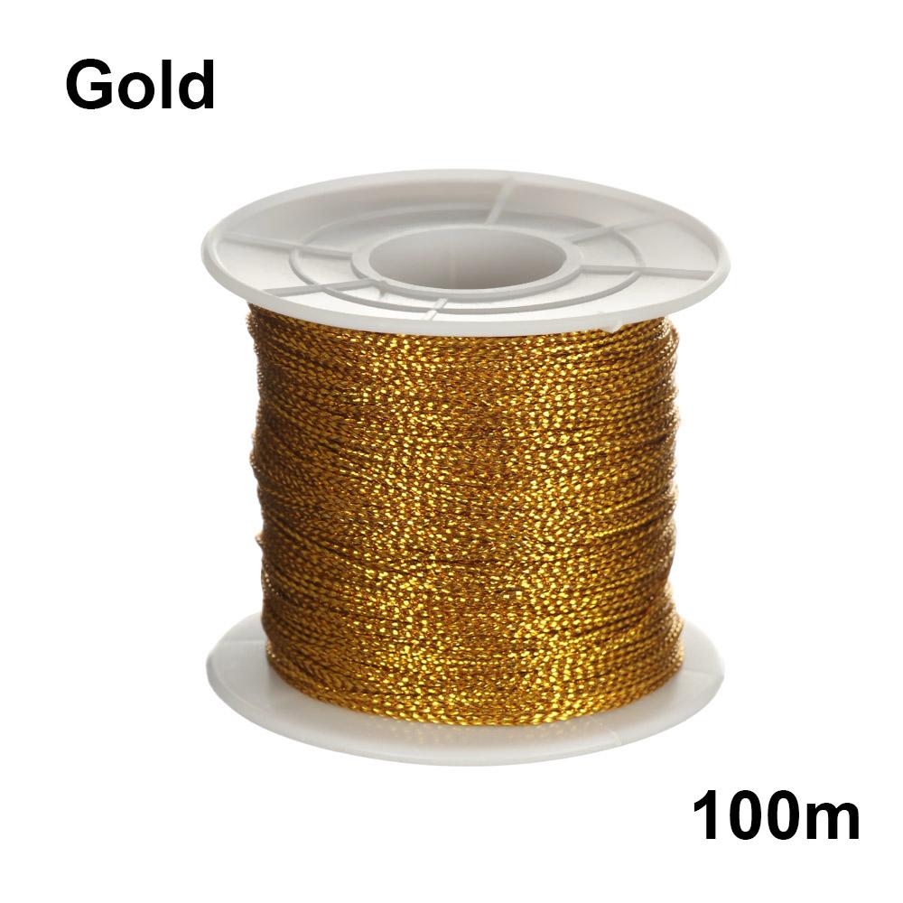 Meters Gold Silver Red Bracelet Making Tying Rope Tag Line Christmas Strap Ribbon Packaging Thread Metallic Cord Tinsel String