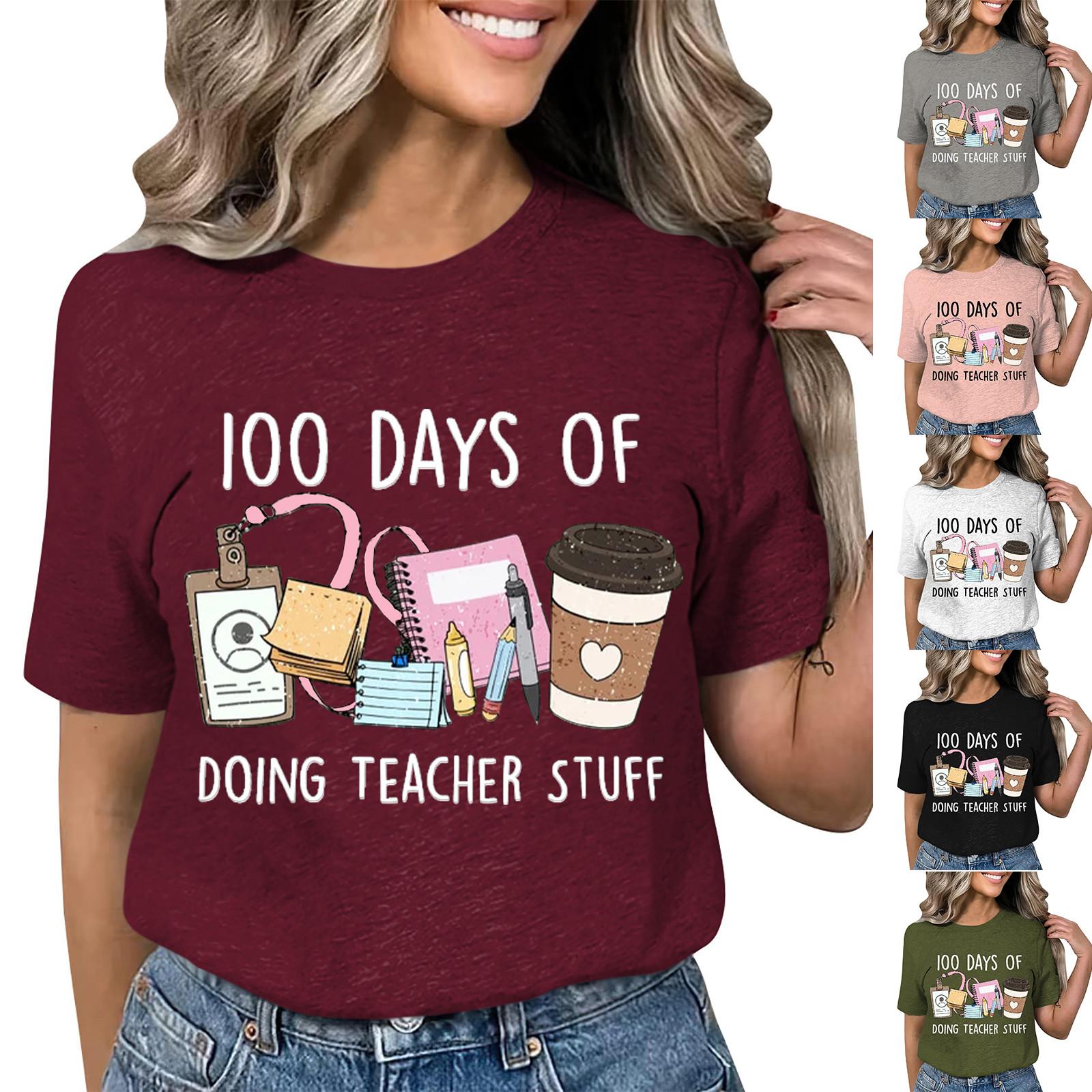 

Модная рабочая одежда с круглым вырезом и короткими рукавами, топы с принтом для женщин, летние топы