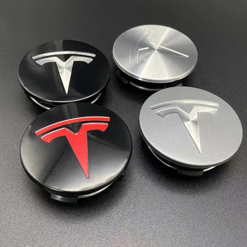 4pcs 56mm Car Wheel Center Hub Decorative Caps for Tesla Model 3 Y S X Badge Wheel Lug Nut Protective Cover