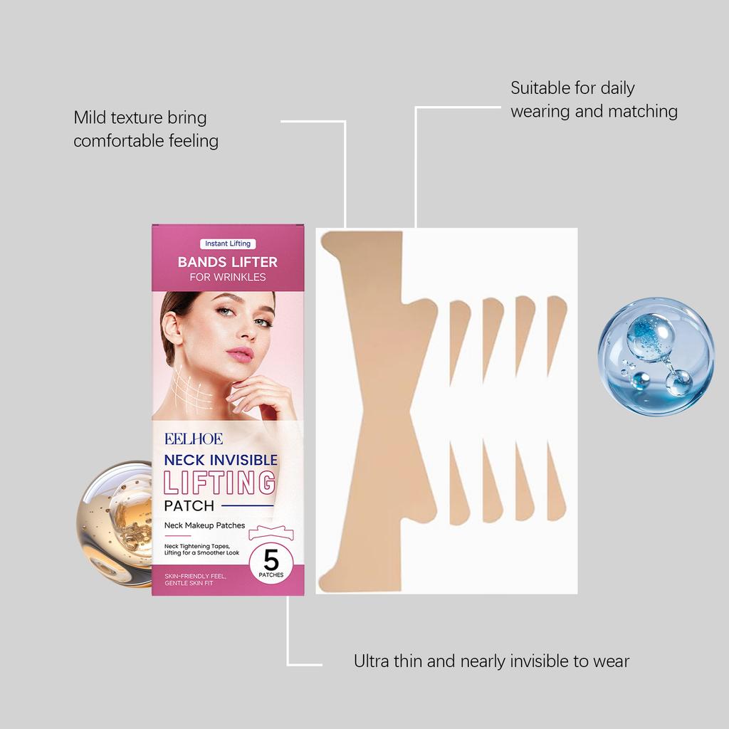 EELHOE Invisible Neck Patches for Neck Care Gentle On Skin All Skin Types Daily Portable Moisturizing Wrinkle Reduction 5pcs