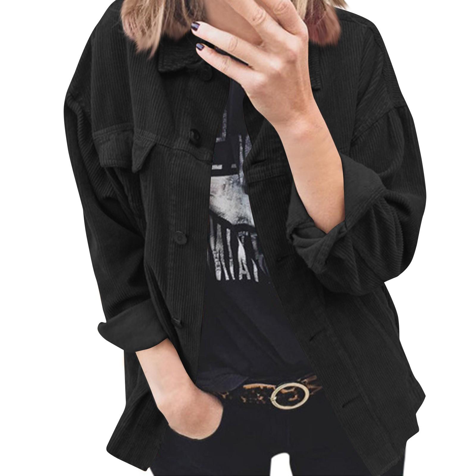 

Женская и зимняя однотонная одежда с пуговицами, свитер, пальто с длинным рукавом L