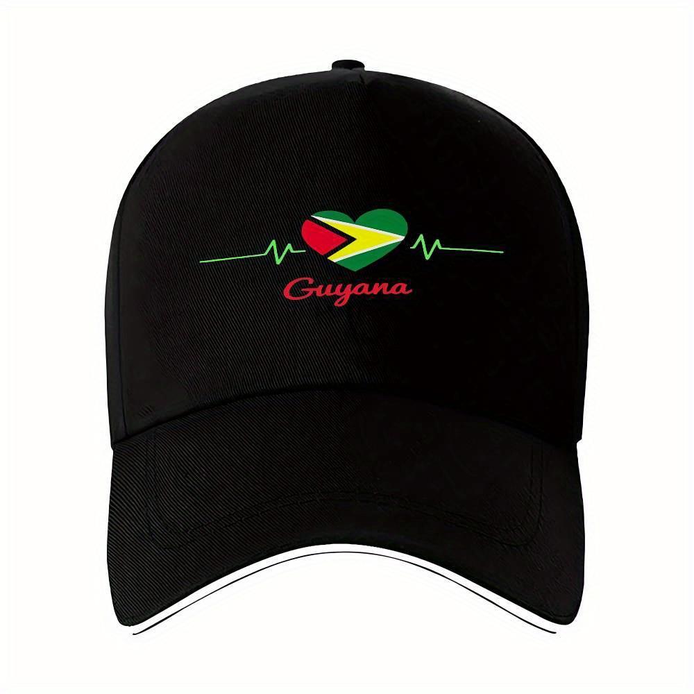 Guyana Flag Heartbeat Baseball Cap Unisex Polyester Patriotic Casual Sports Adjustable Headwear