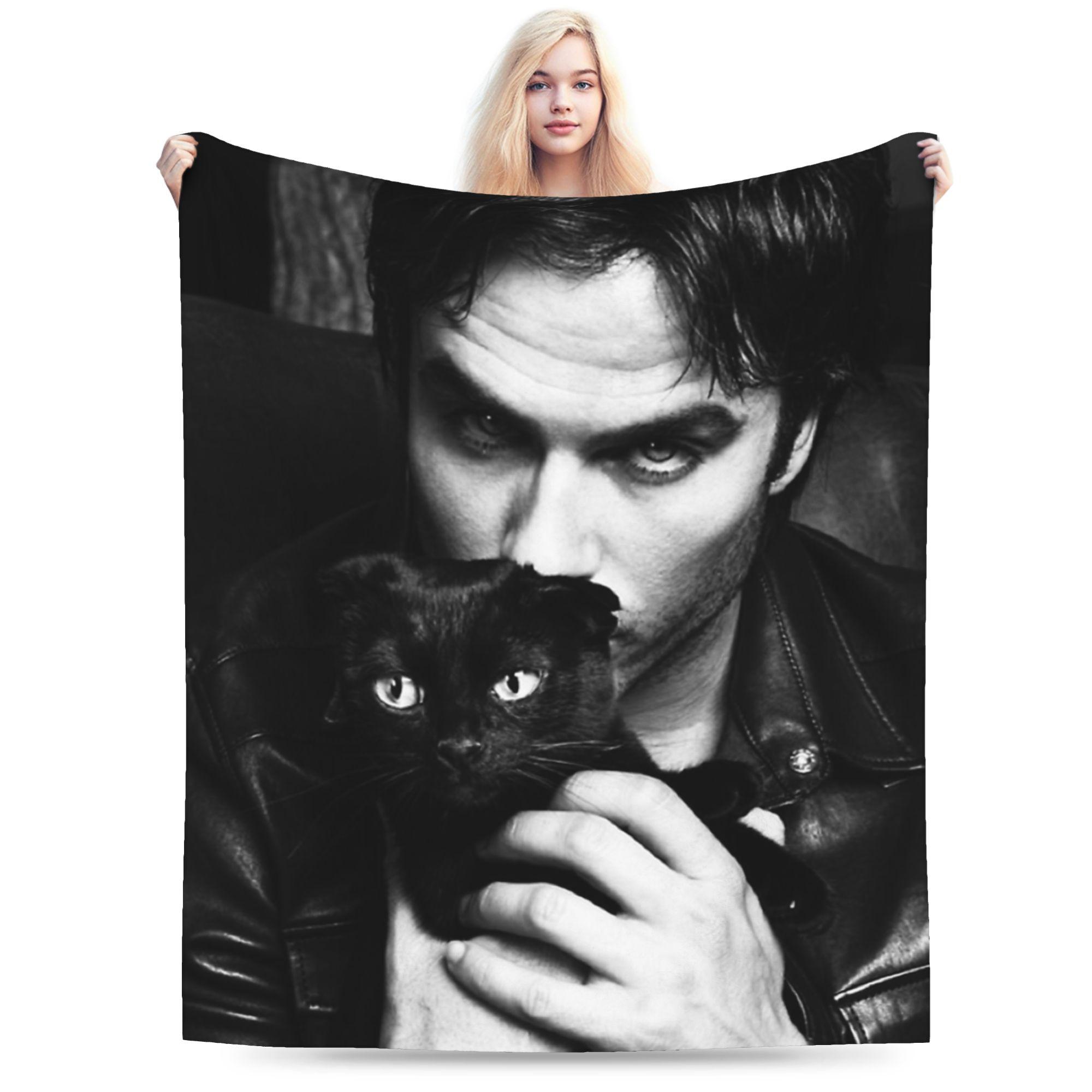 Ian Somerhalder Blanket Coral Fleece Plush  Winter Damon Salvatore Vampire Throw Blanket for Bed Car Quilt 75X95CM