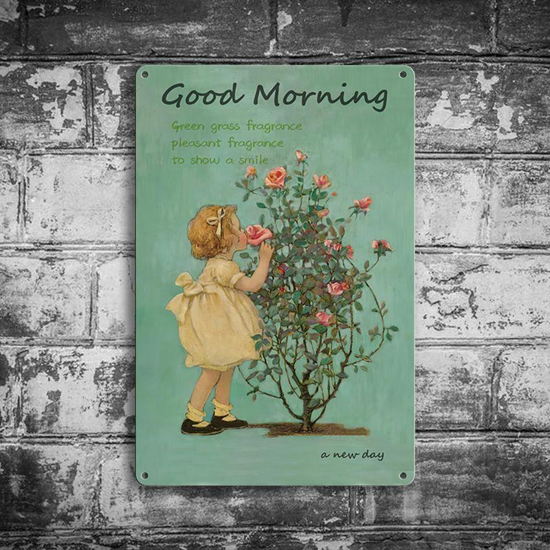 20CM Pastoral Life Artistic Conception Wall Hanging Painting Outdoor Wall Decoration Photography Props Iron Art Old Iron Painting