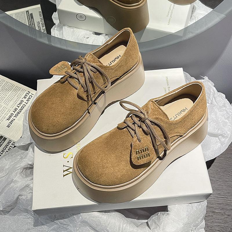 Platform Loafers Women's 2025 New Autumn and Winter Women's Boken Shoes British Style Fashion Versatile Skirt Shoes