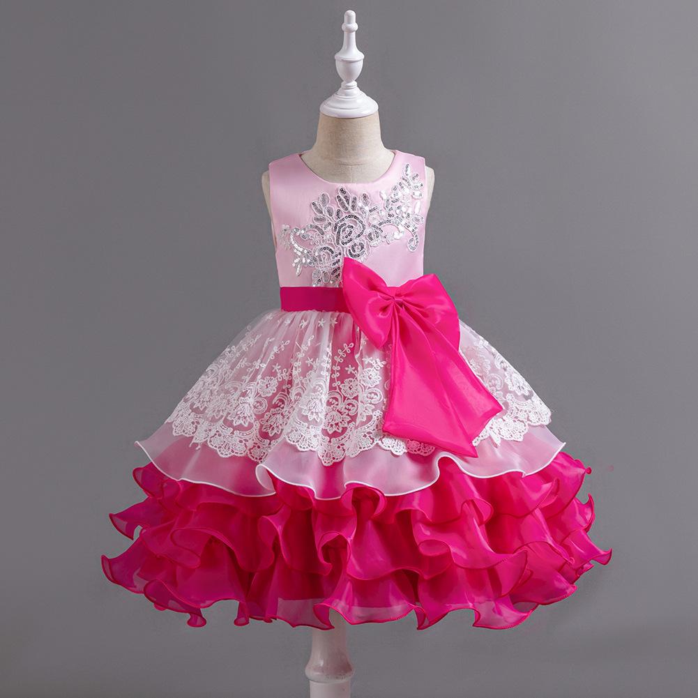 Girls' Dresses Skirts Bowknot Flower Girl Wedding Evening Dresses Birthday Party Puffy Dresses Programme Performance Dresses  Girl's Favourite Dress